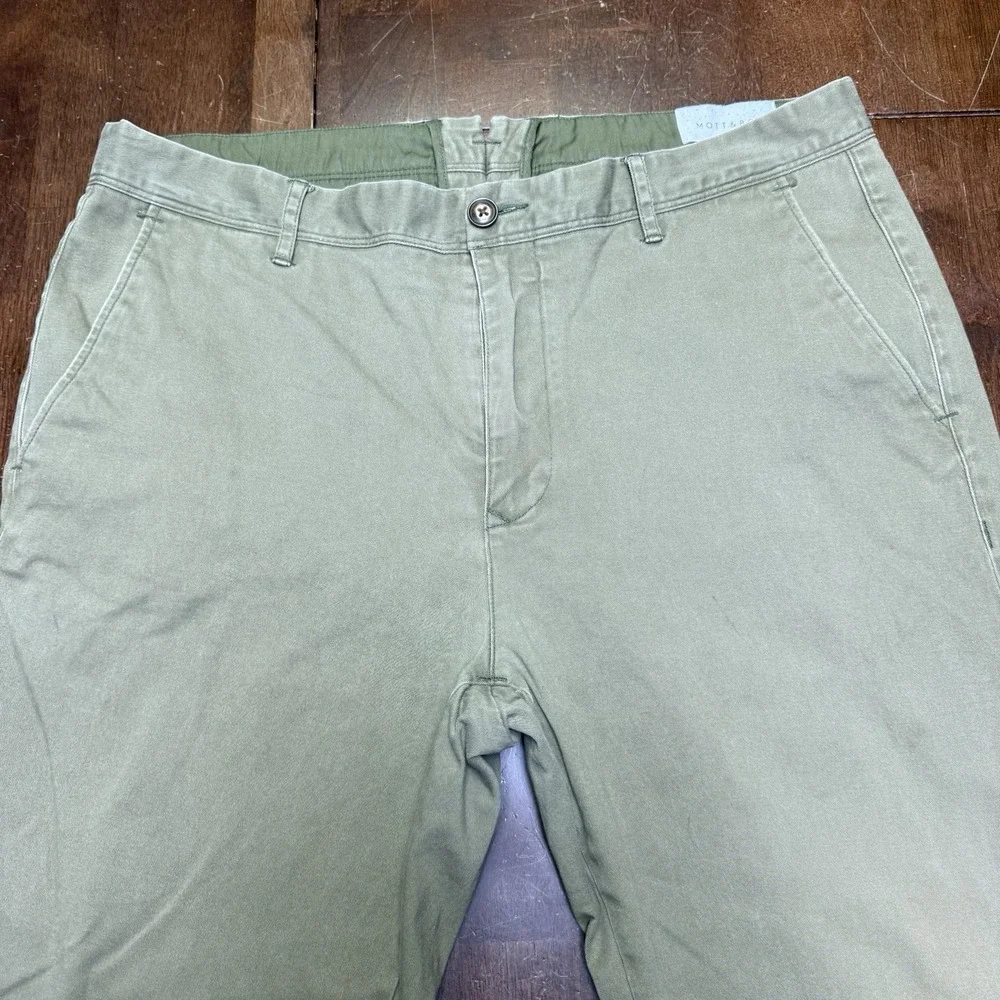 Mott and Bow The Twill Chino Charles Olive Green Pants Mens 35X30 Office Trouser